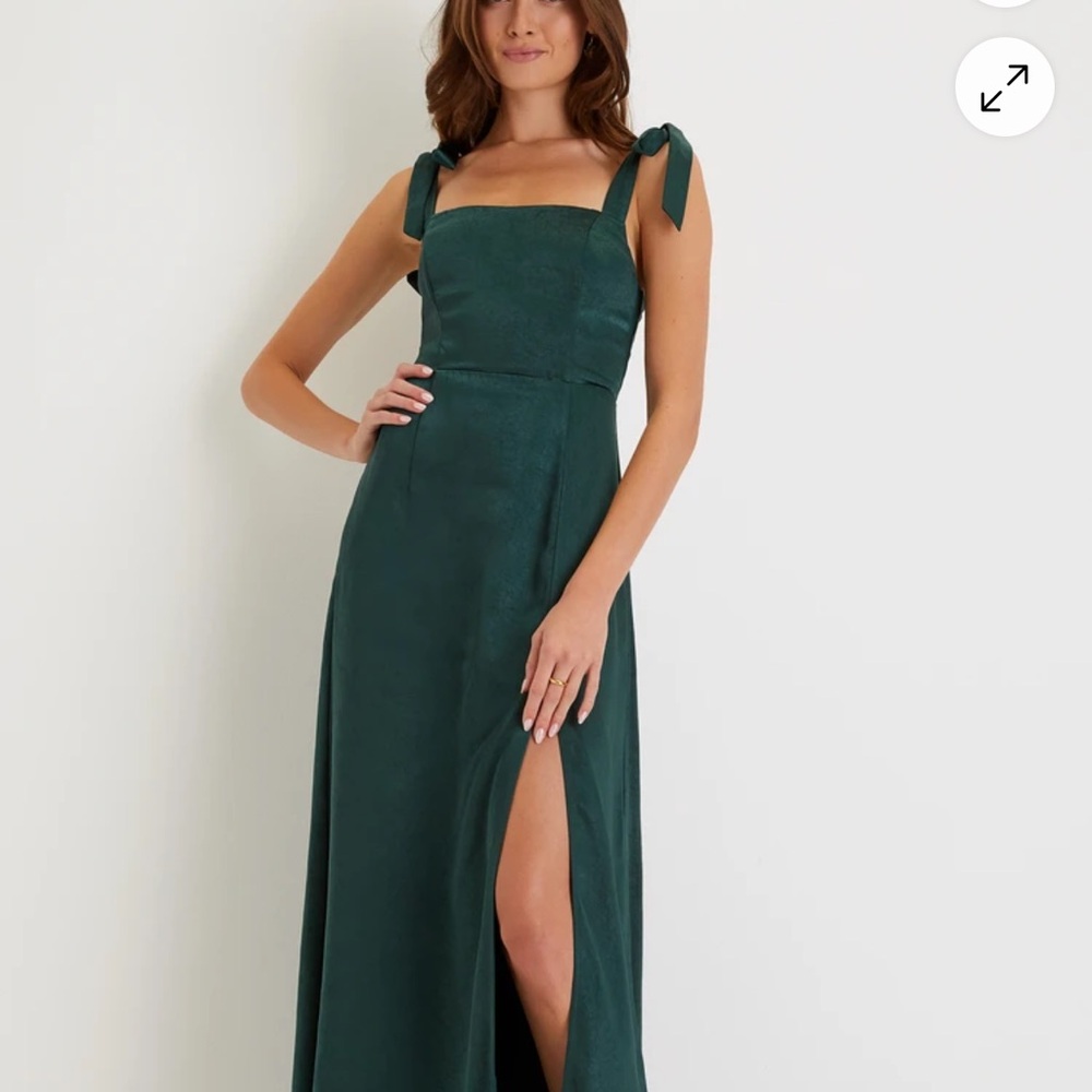 Lulu's Forest Green Maxi Dress with Slit